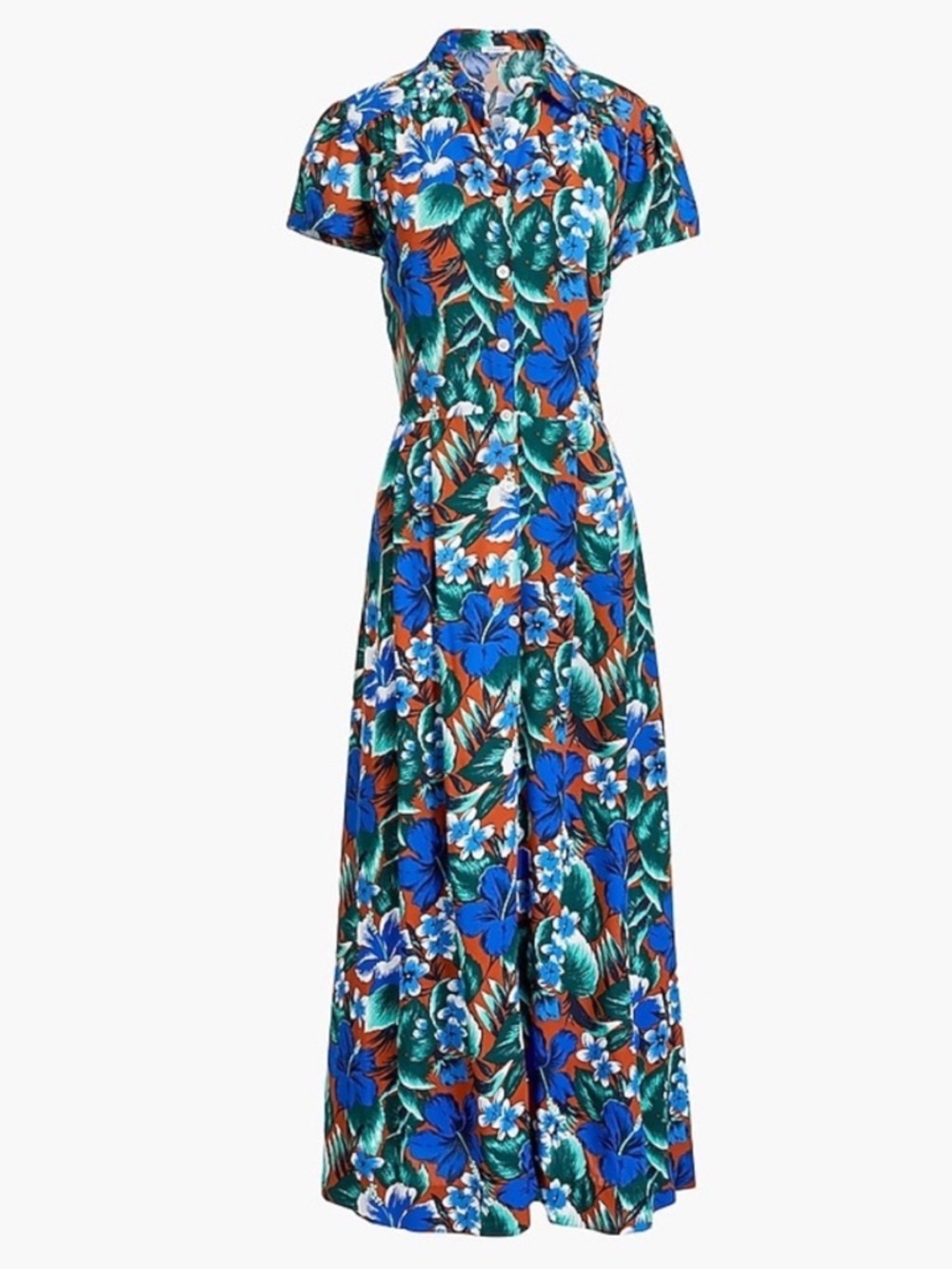 J. Crew Tropical Print Midi Dress